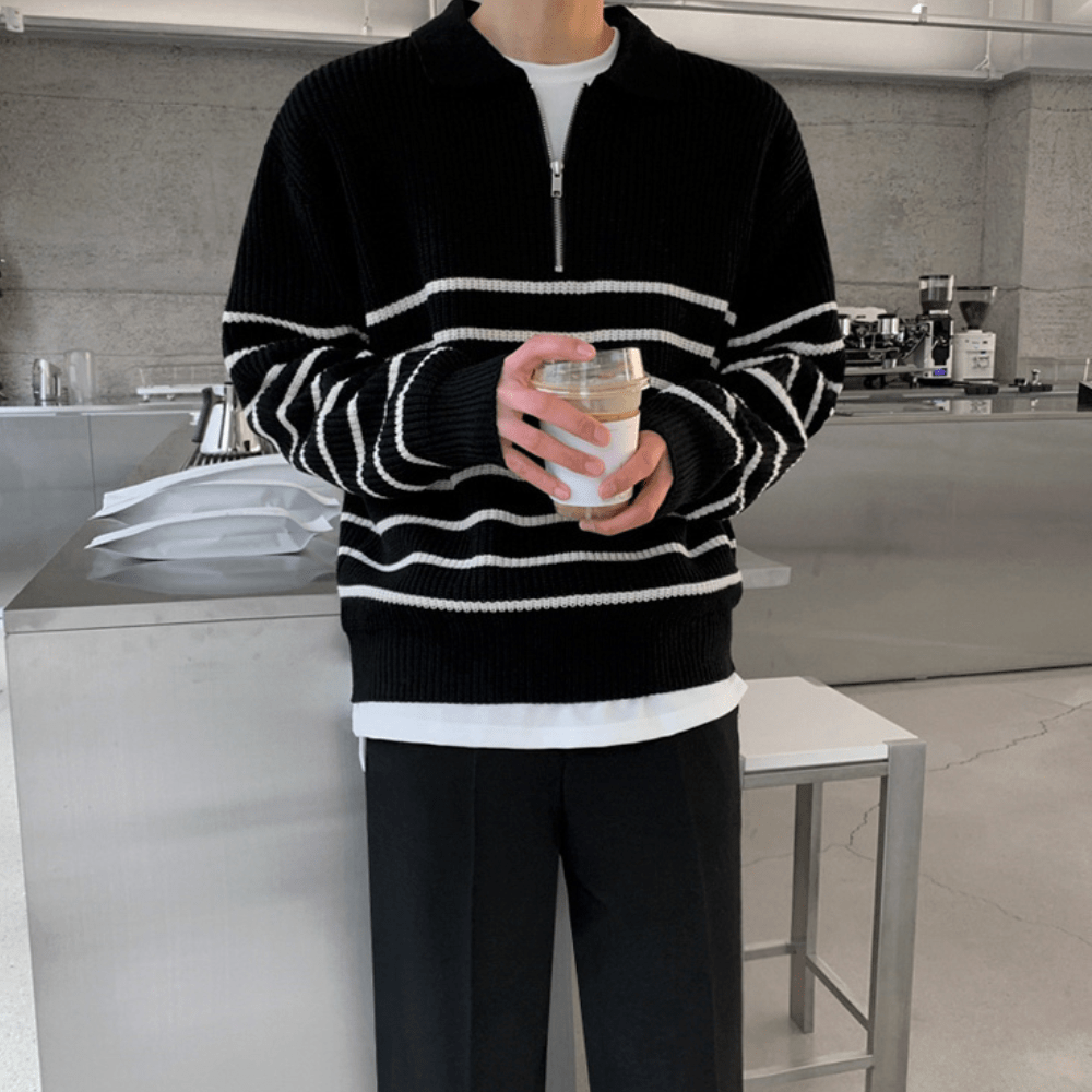 LORENZO | Striped Sweater with Zip