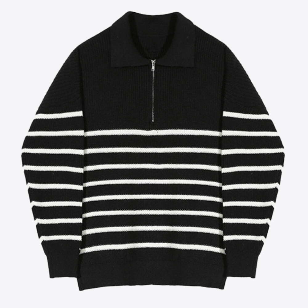 LORENZO | Striped Sweater with Zip