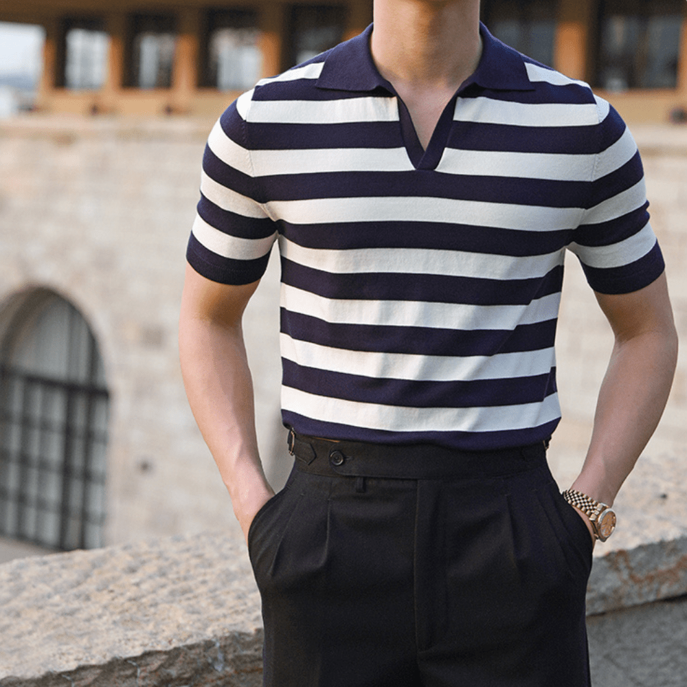 Toscani Eligio Striped Short Sleeve Polo Shirt