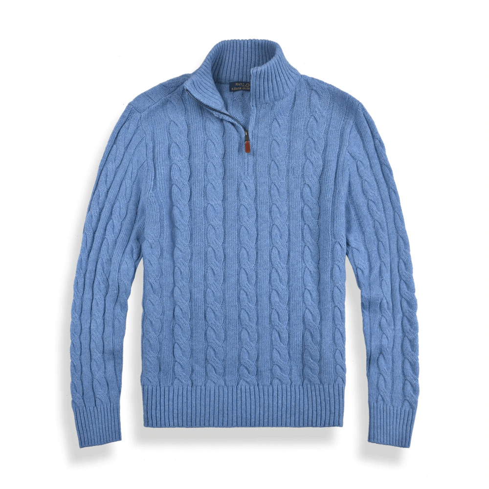 Light Blue M Aurelio Half Collar Sweater